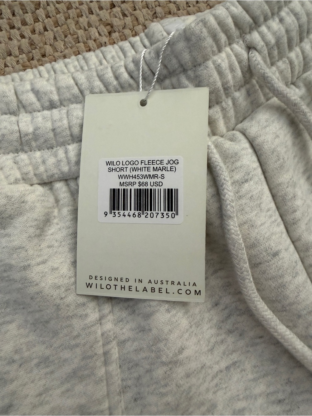 Wilo The Label Logo Fleece Jog Short  Women’s White Marble NWT Athletic Shorts - Picture 2 of 7